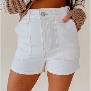 NWT Just Black Off White High Waist Denim Shorts Size L
